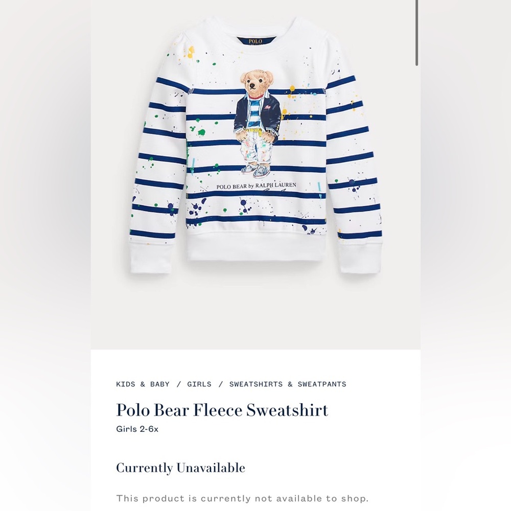 🐻  Girls size 8/10 - Polo by Ralph Lauren Crew Neck Top - Picture 6 of 6